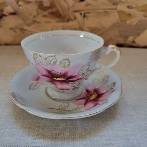 Floral Teacup and Saucer Set - Pink and Gold(T19)